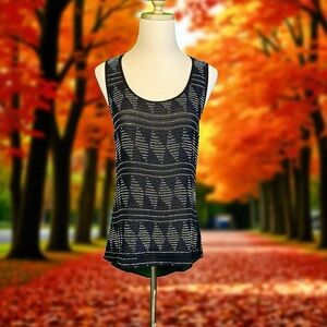 Parker Rare ‘Lola’ Diamond Design Beaded Split-Back High-Low Tank Top Size Small